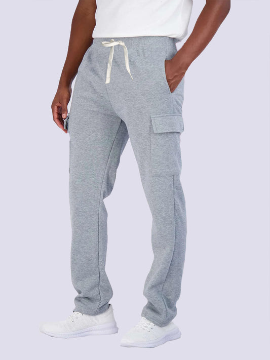 Mens Grey Melange Cargo Joggers