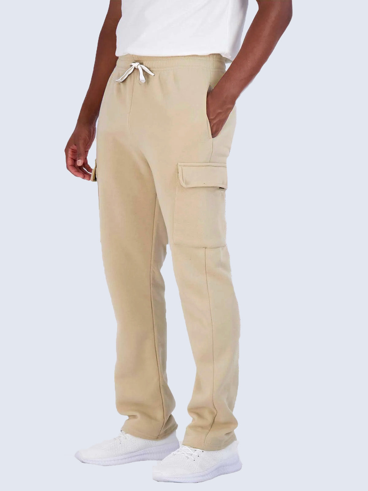 Mens Beige Cargo Joggers