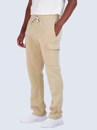 Mens Beige Cargo Joggers