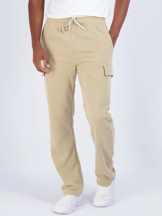 Mens Beige Cargo Joggers