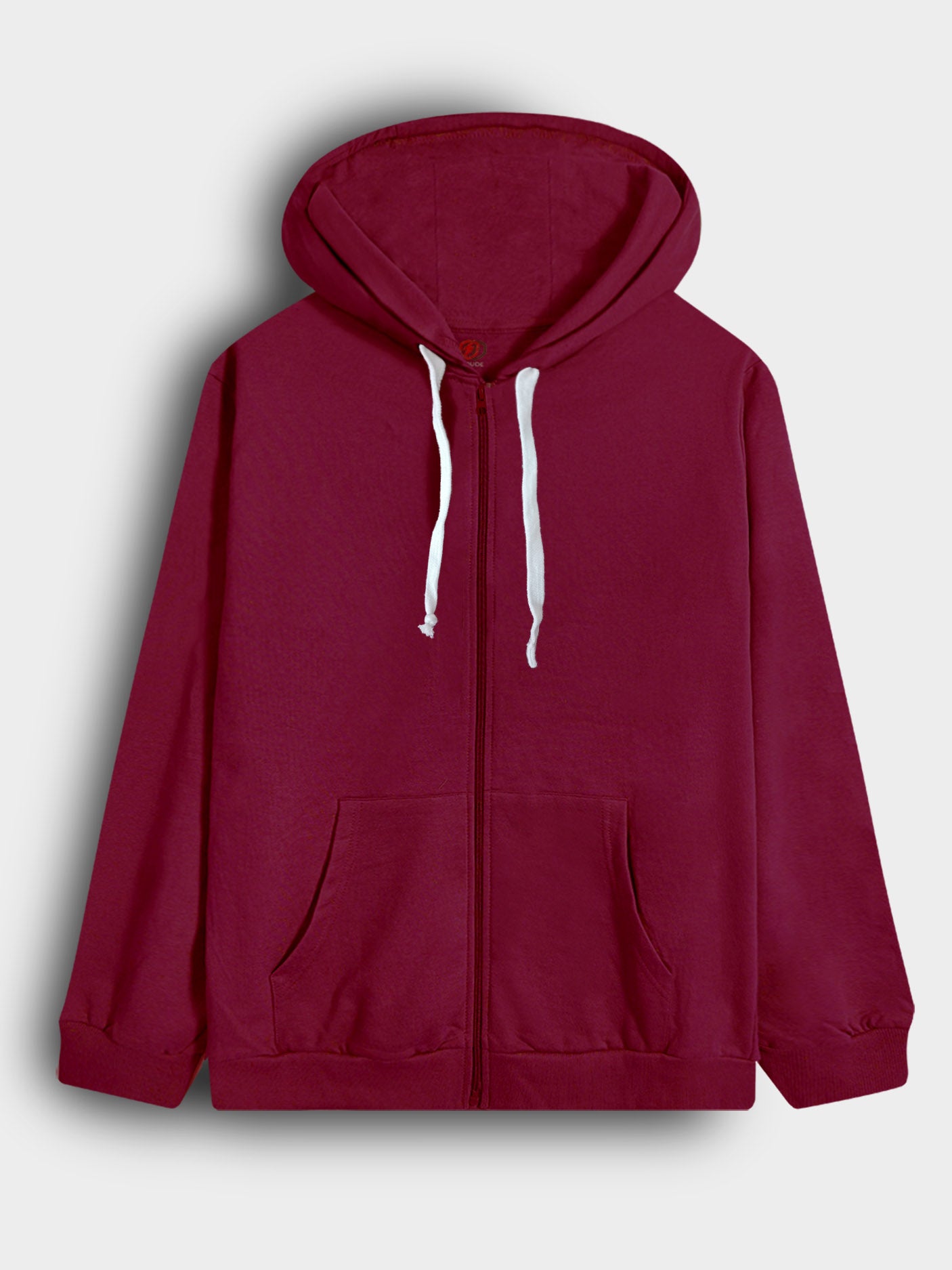 Mens Hooded Full Zipper Maroon Sweatshirt