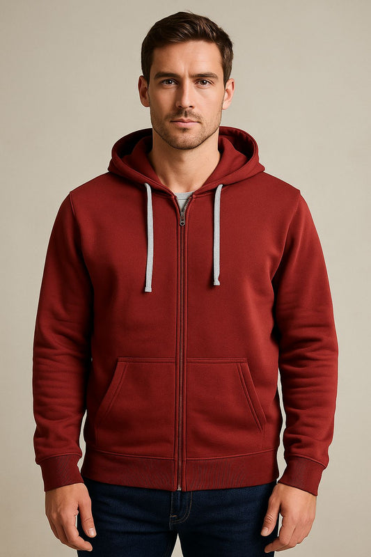 Mens Hooded Full Zipper Brick Sweatshirt