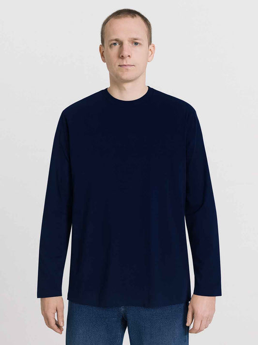 Mens Navy Long Sleeve T-Shirt