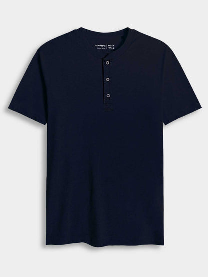 Mens Henley Neck Short Sleeve T-Shirt