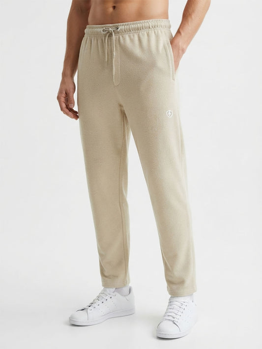 Mens French Terry Beige Track Pant