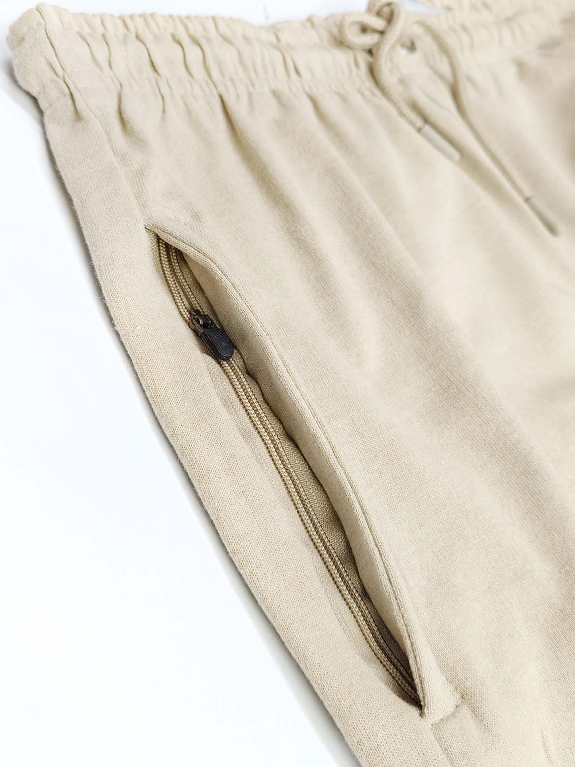 Mens French Terry Beige Track Pant