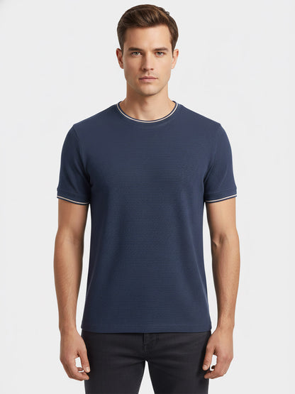 Mens Crew Neck Jacquard T-Shirt