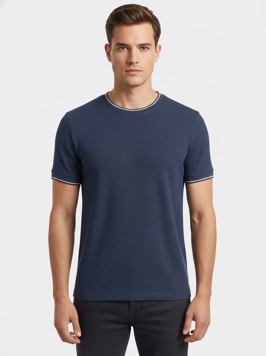 Mens Crew Neck Jacquard T-Shirt