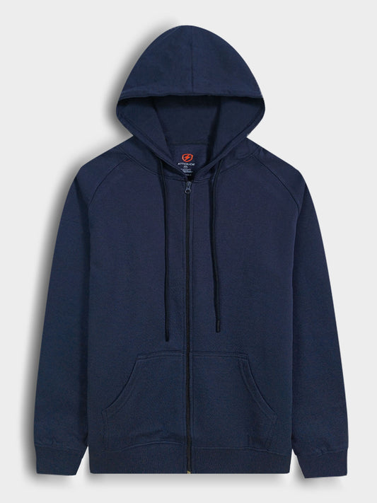 Mens Hooded Full Zipper Navy Sweatshirt