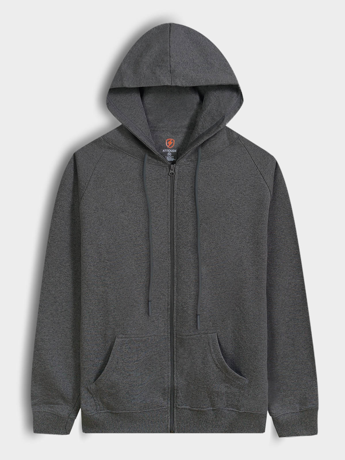 Mens Hooded Full Zipper Charcoal Sweatshirt