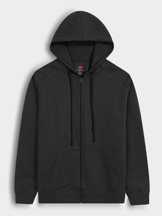Mens Hooded Full Zipper Black Sweatshirt