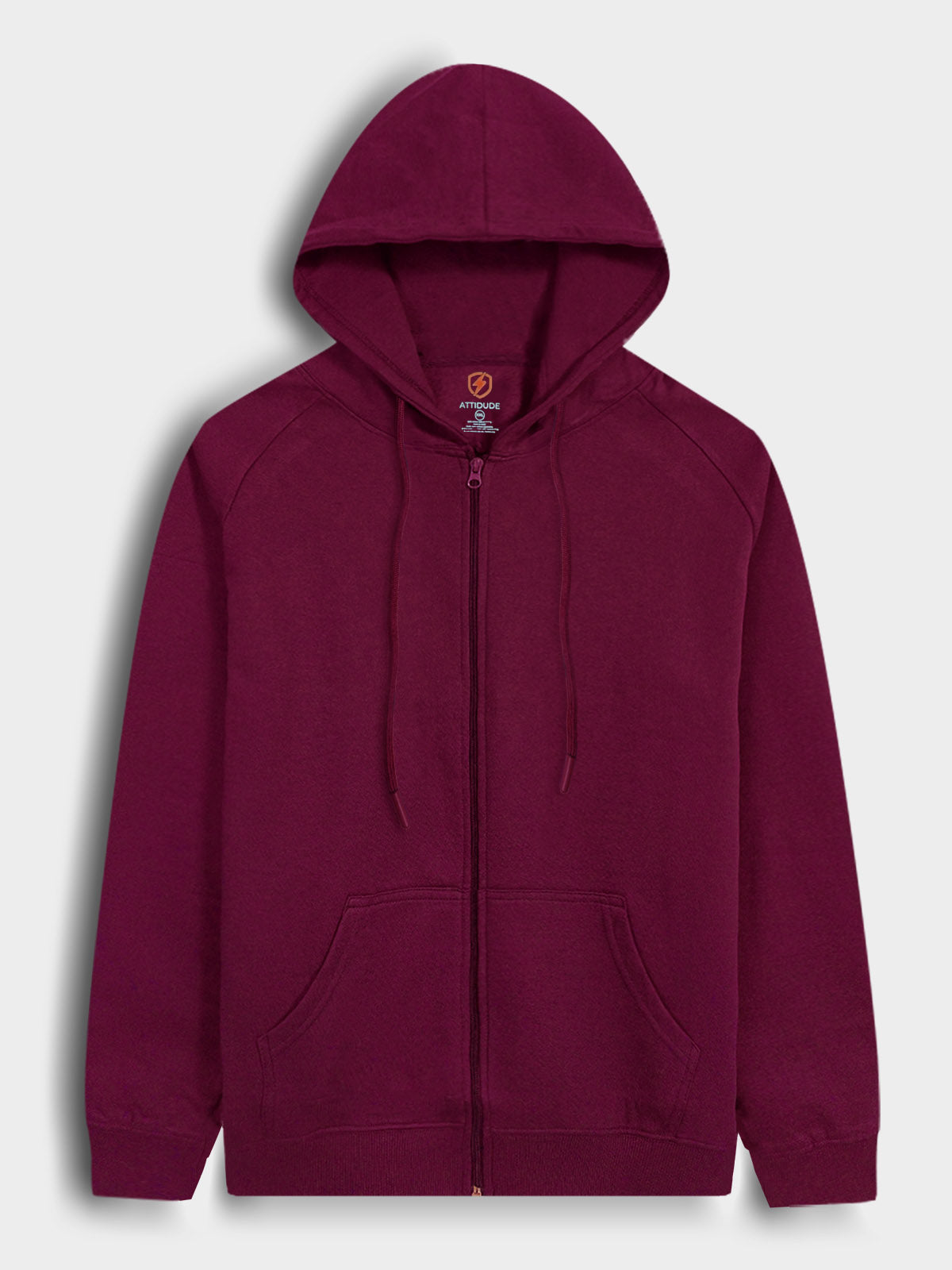 Mens Hooded Full Zipper Maroon Sweatshirt