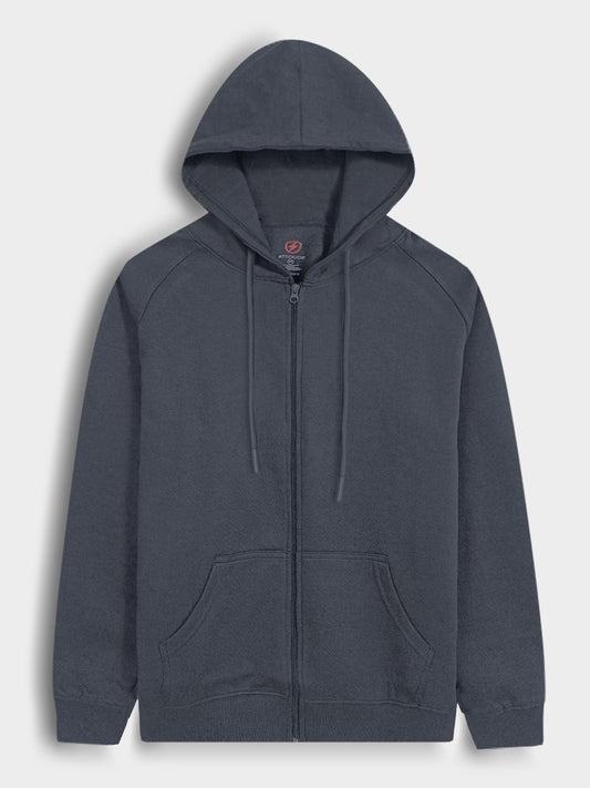 Mens Hooded Full Zipper Grey Sweatshirt