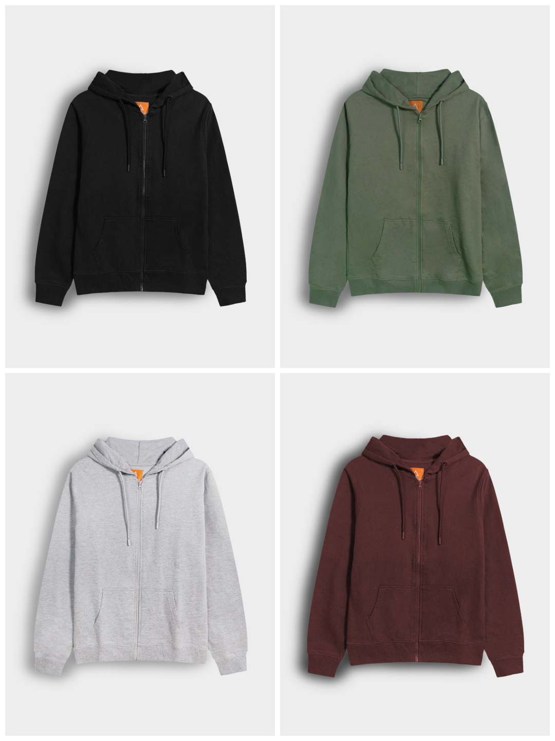 Mens Hooded Full Zipper Sweatshirt Mixed