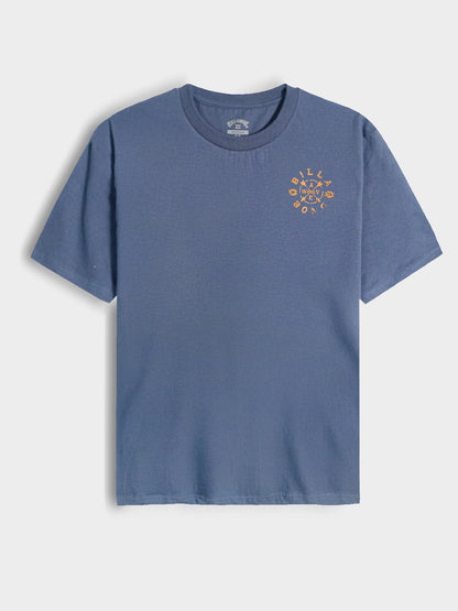 Mens Printed Steel Blue T-Shirt