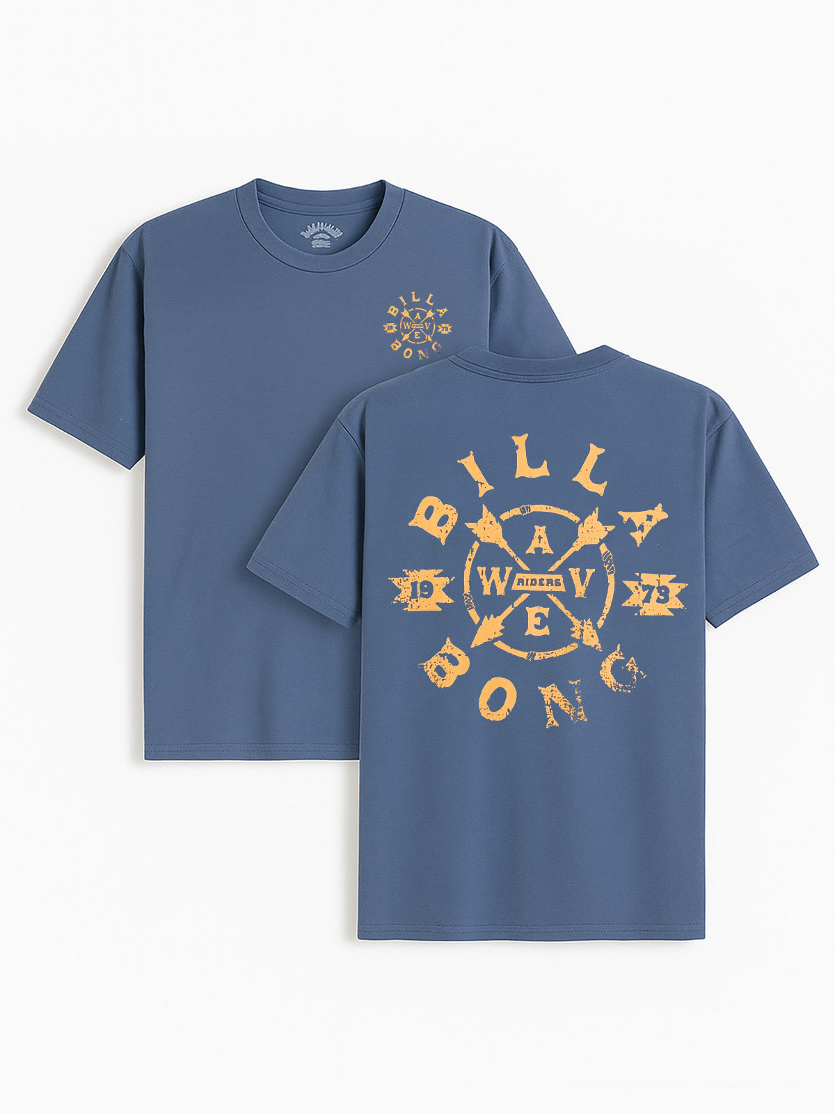 Mens Printed Steel Blue T-Shirt