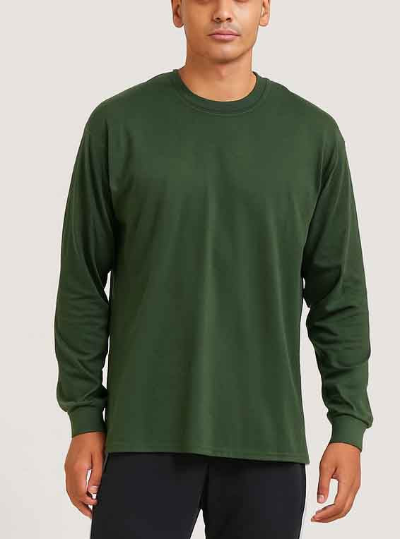 Mens Long Sleeve Green Winter T-Shirt