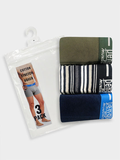 Mens 3 Pack Stretch Boxers Mixed