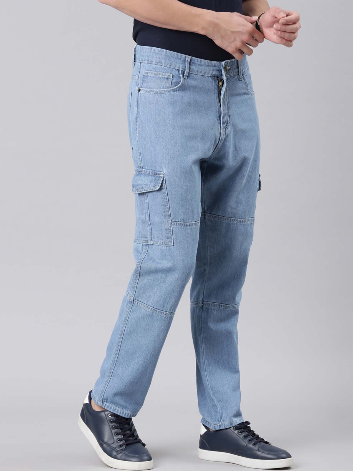 Mens Blue Cargo Jeans