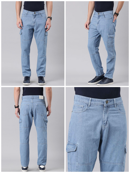 Mens Blue Cargo Jeans
