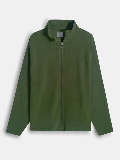 Mens Polar Fleece Full-Zip Green Jacket