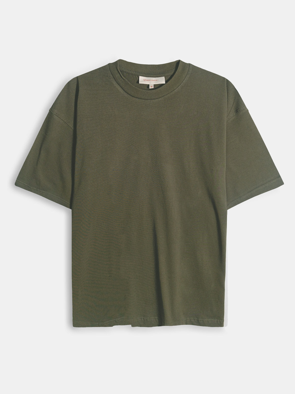 Mens Printed Oversize Fit Olive T-Shirt