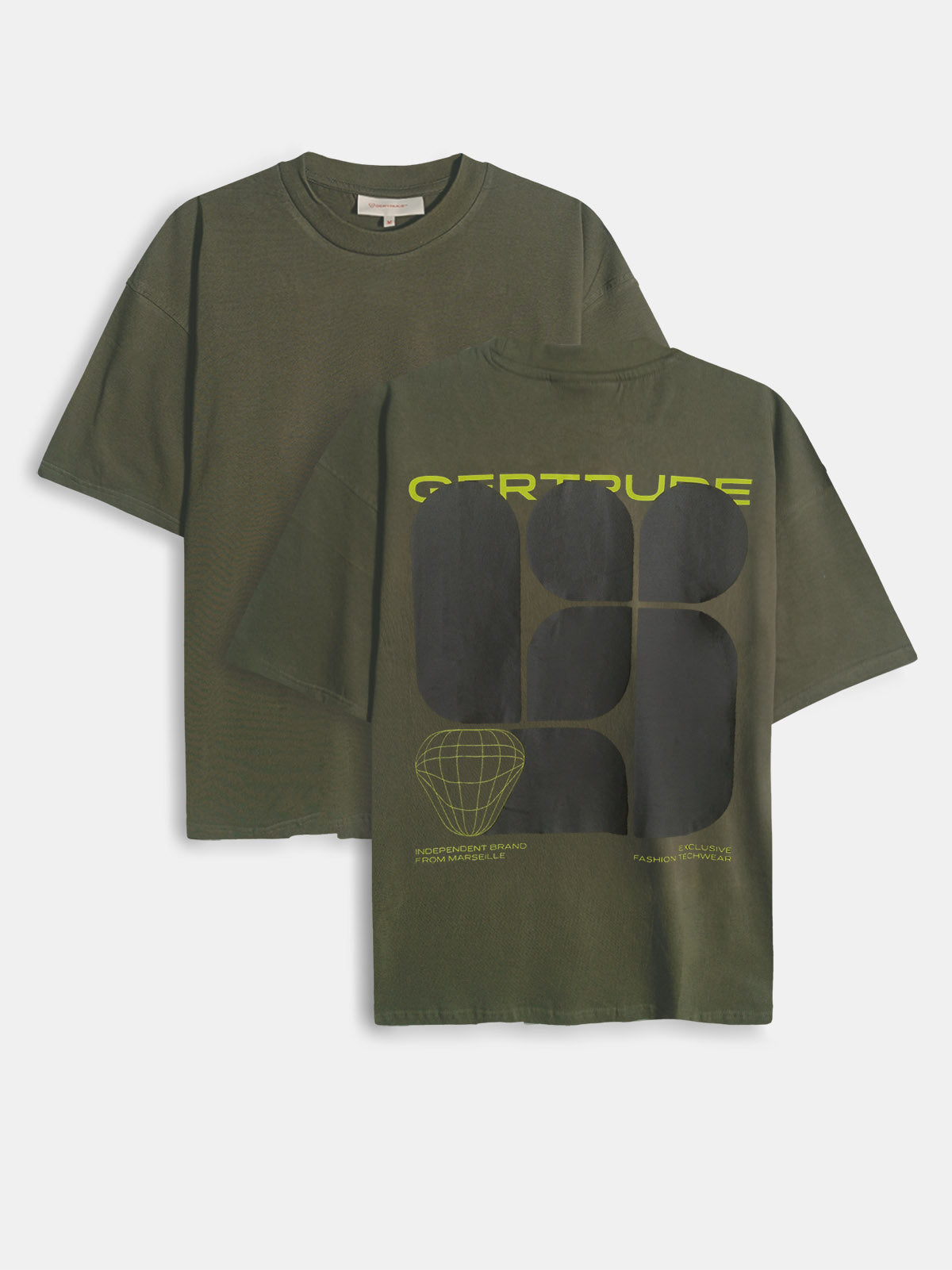 Mens Printed Oversize Fit Olive T-Shirt