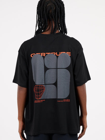 Mens Printed Oversize Fit Black T-Shirt