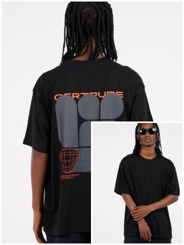 Mens Printed Oversize Fit Black T-Shirt