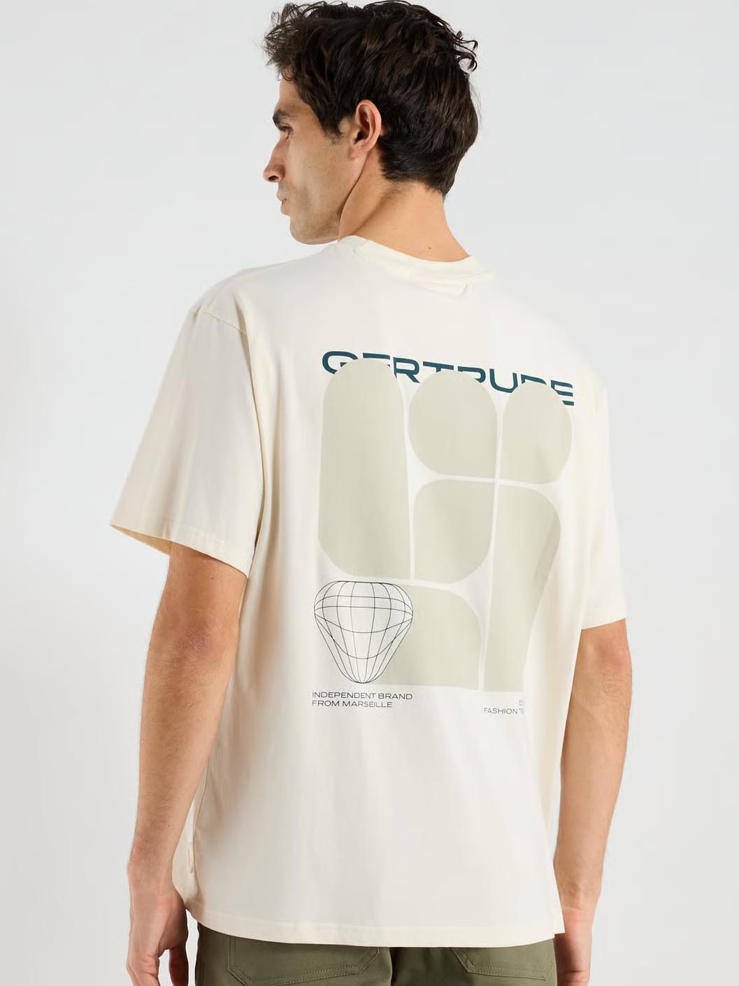 Mens Printed Oversize Fit Off-White T-Shirt