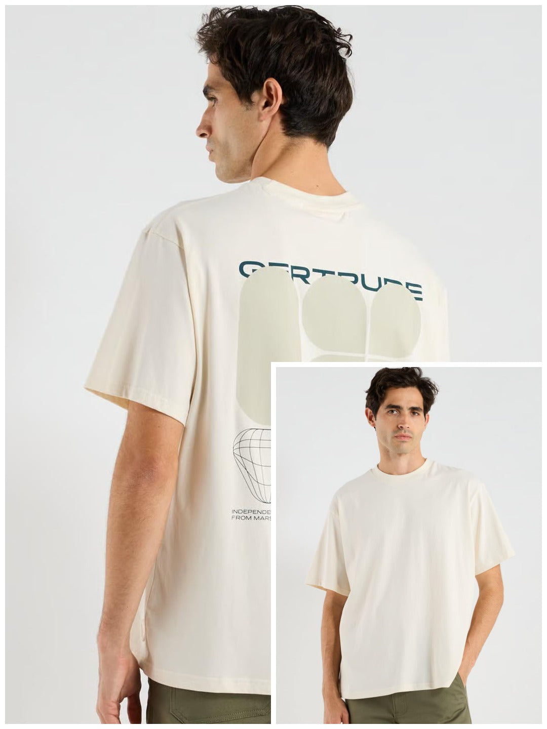 Mens Printed Oversize Fit Off-White T-Shirt