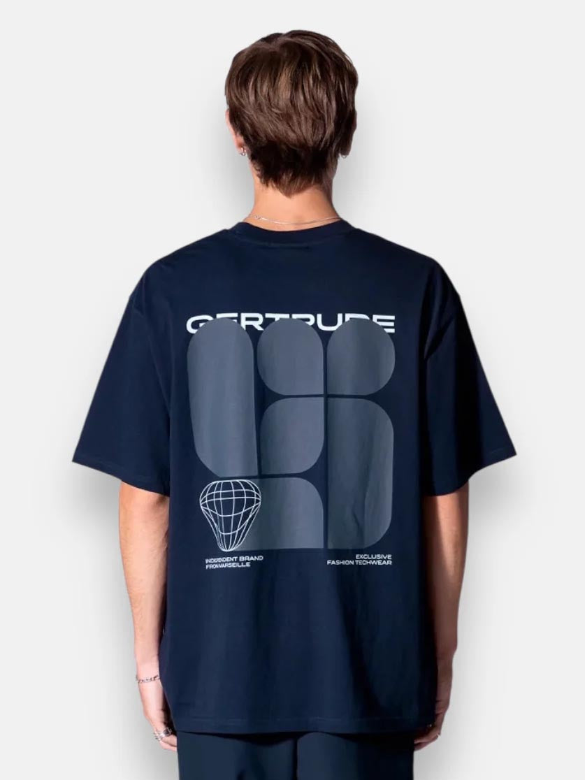 Mens Printed Oversize Fit Navy T-Shirt