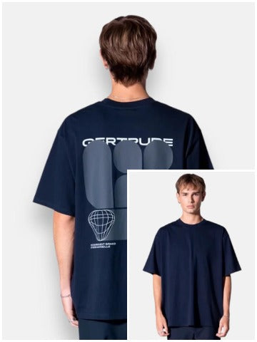 Mens Printed Oversize Fit Navy T-Shirt