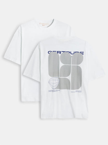 Mens Printed Oversize Fit White T-Shirt