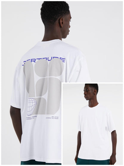 Mens Printed Oversize Fit White T-Shirt