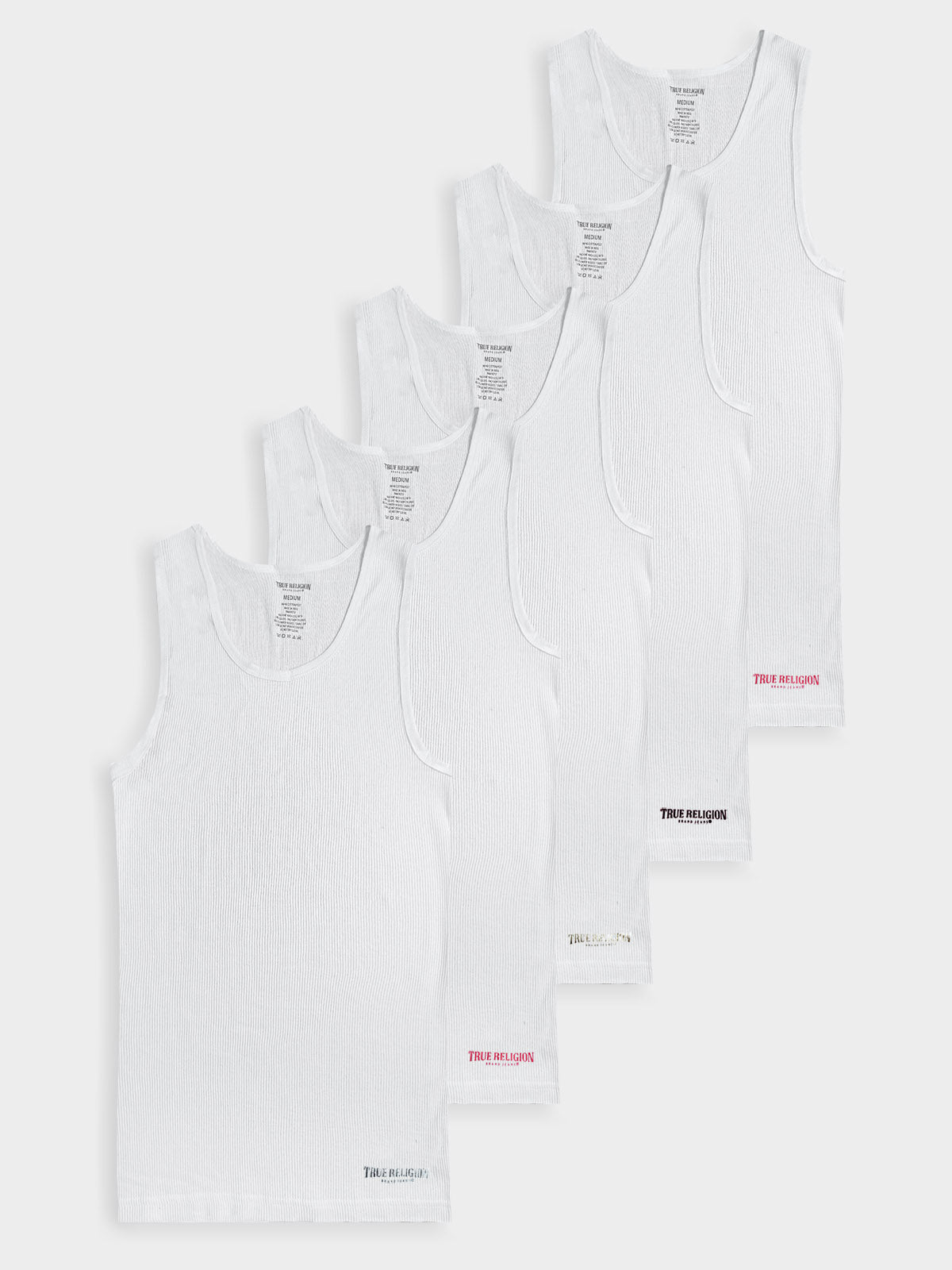 Mens 5pc Pack White Tank Tops