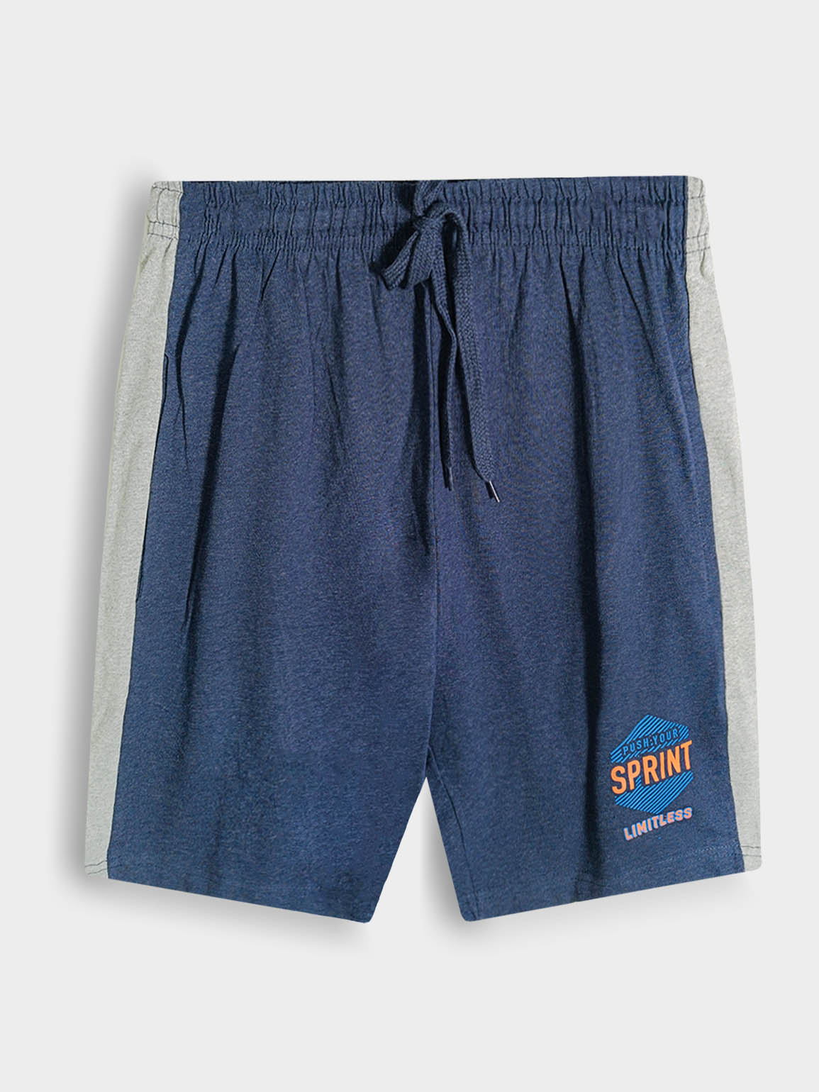 Mens Summer Panel Shorts Denim Melange