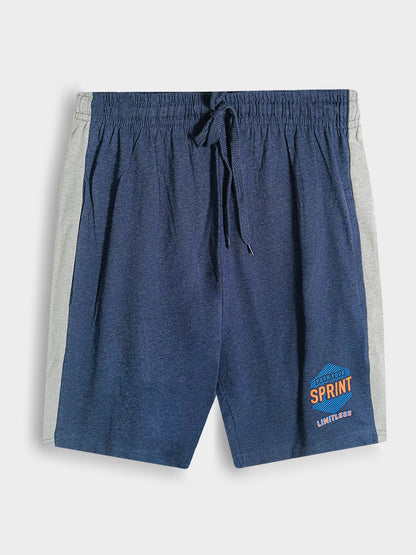 Mens Summer Panel Shorts Denim Melange