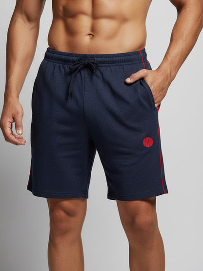 Mens Summer Piping Shorts Denim Melange