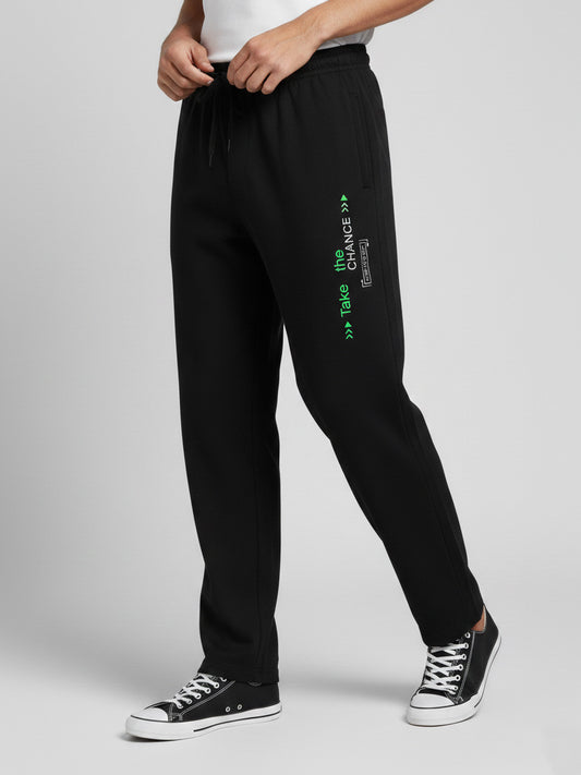 Mens Printed Summer Track Pant Black