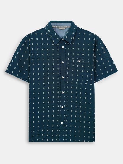 Mens Woven Navy AOP Shirt