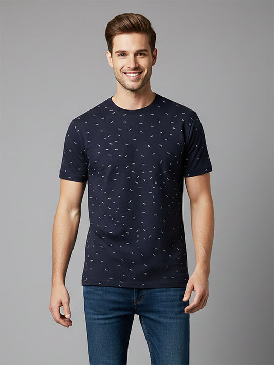 Mens Printed Navy T-Shirt