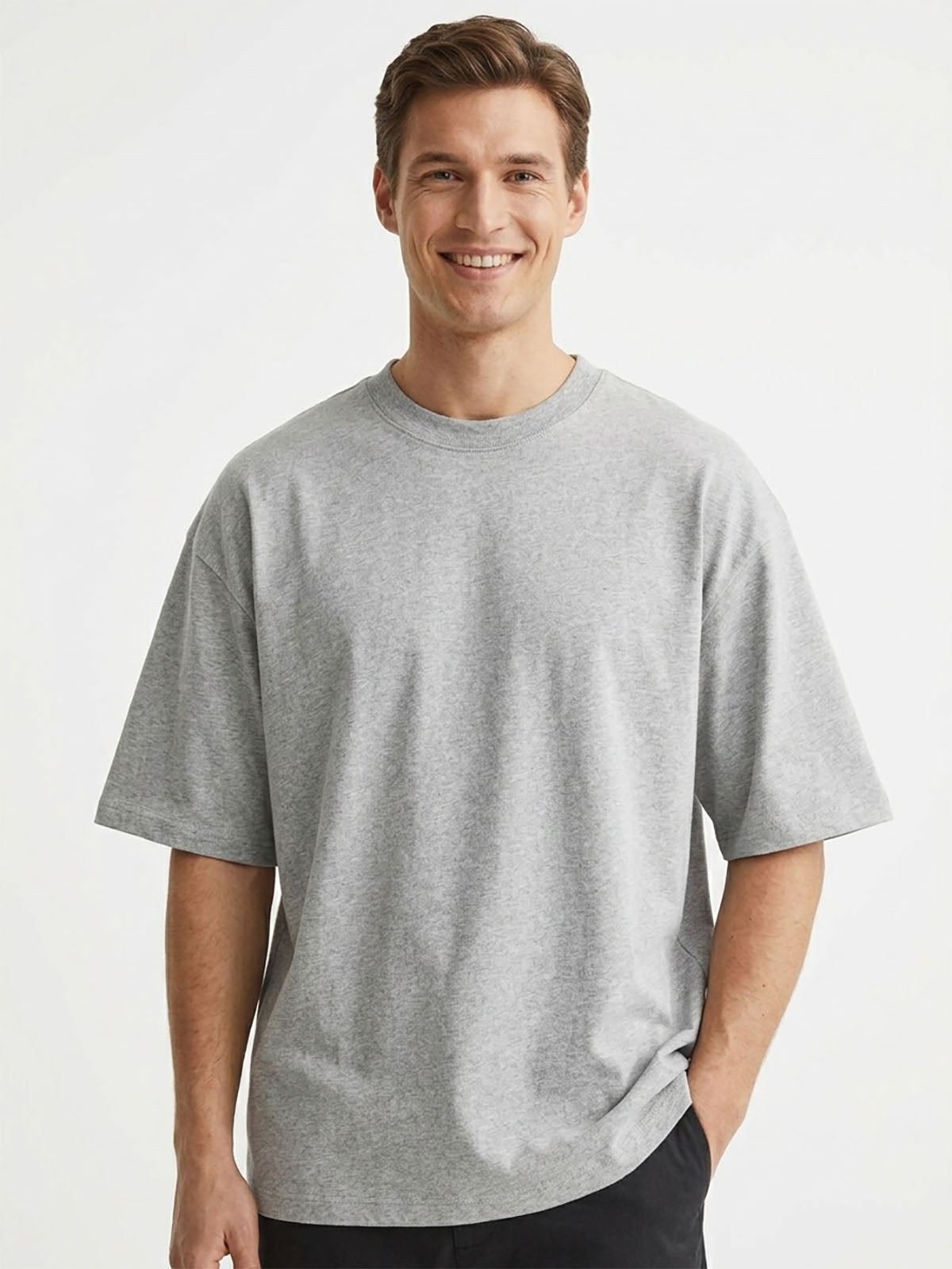 Mens French Terry Oversize Grey T-Shirt