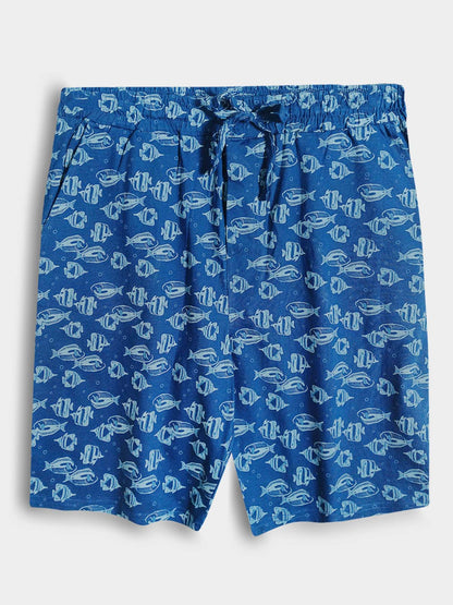 Mens Blue AOP Knit Shorts