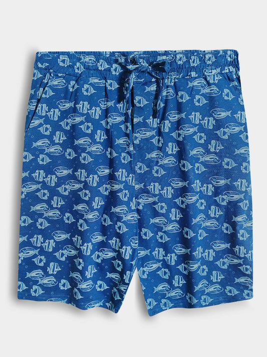 Mens Blue AOP Knit Shorts