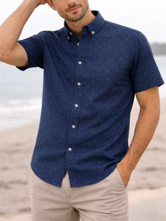 Mens Woven Navy AOP Shirt