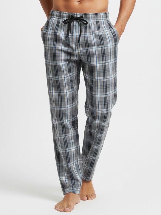 Mens Woven Pajama Pant Grey Checks