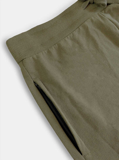 Mens Frech Terry Knit Olive Shorts
