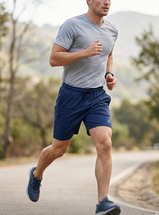 Mens French Terry Navy Melange Shorts