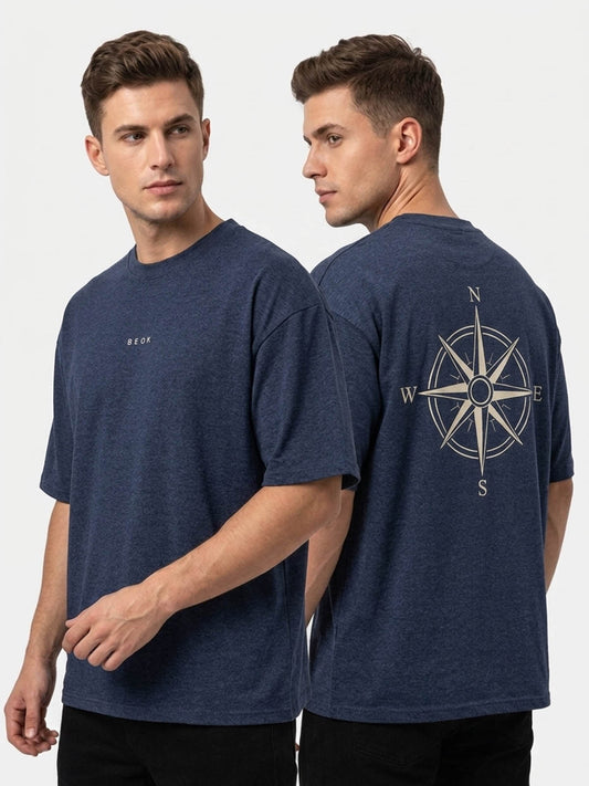 Mens Oversize Fit Navy Melange T-Shirt